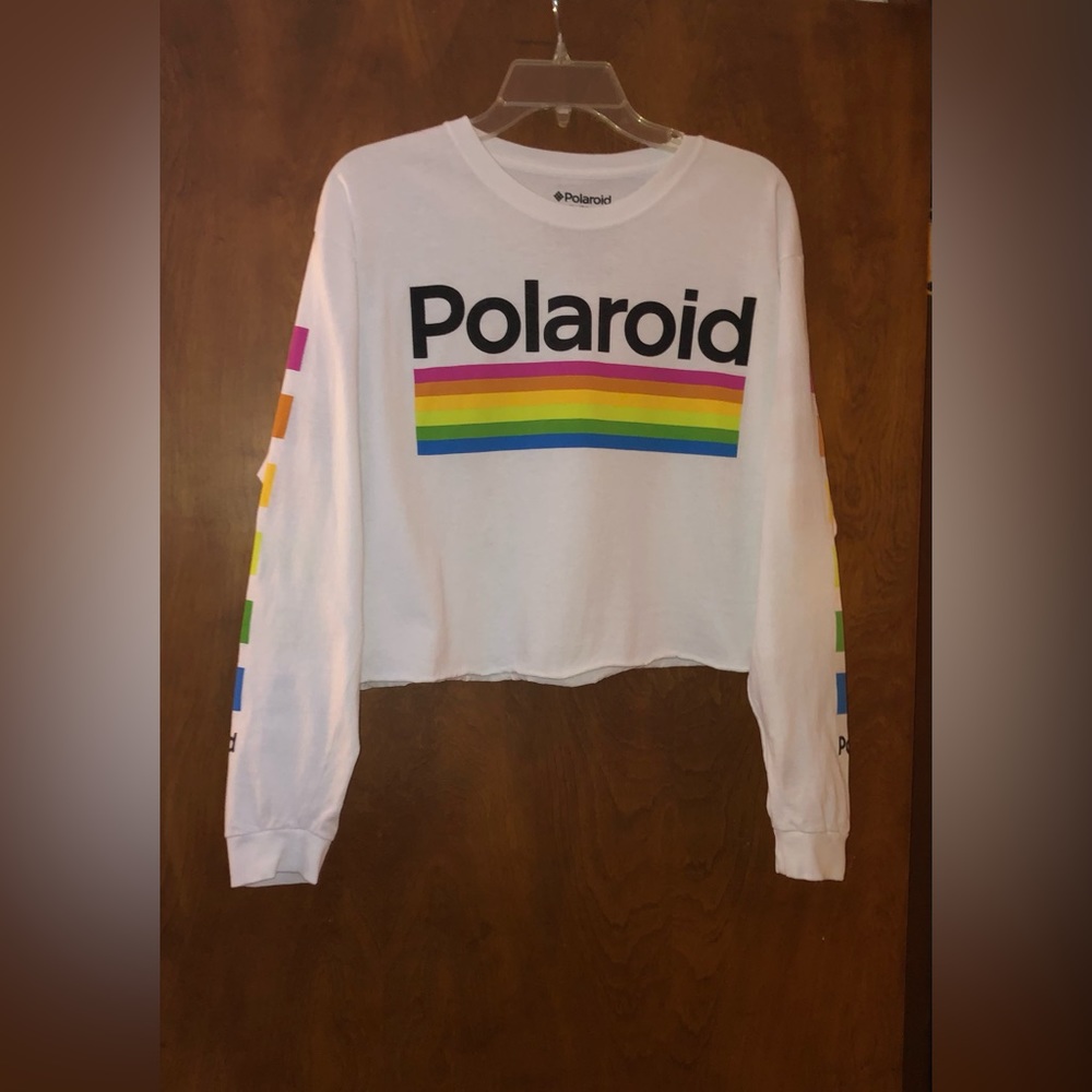 PAC Sun Polaroid long sleeve crop tee size L NWOT
